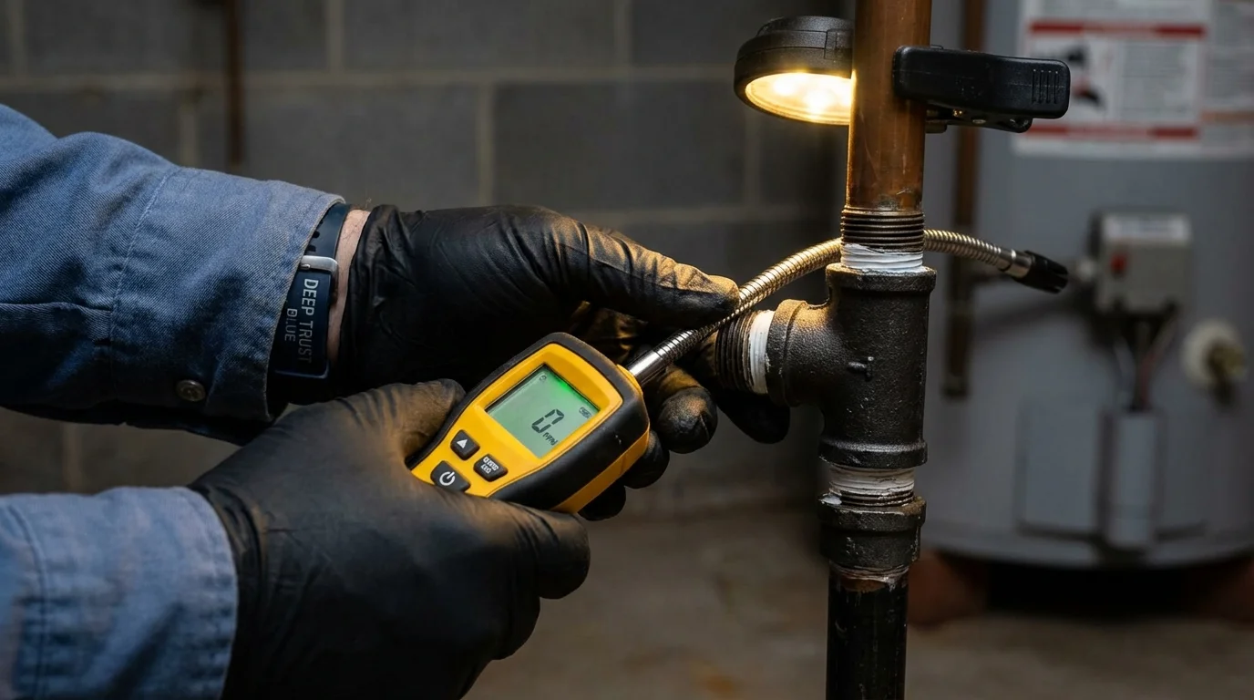 Gas leak detection with electronic sniffer by Johns Plumbing LLC in Peralta